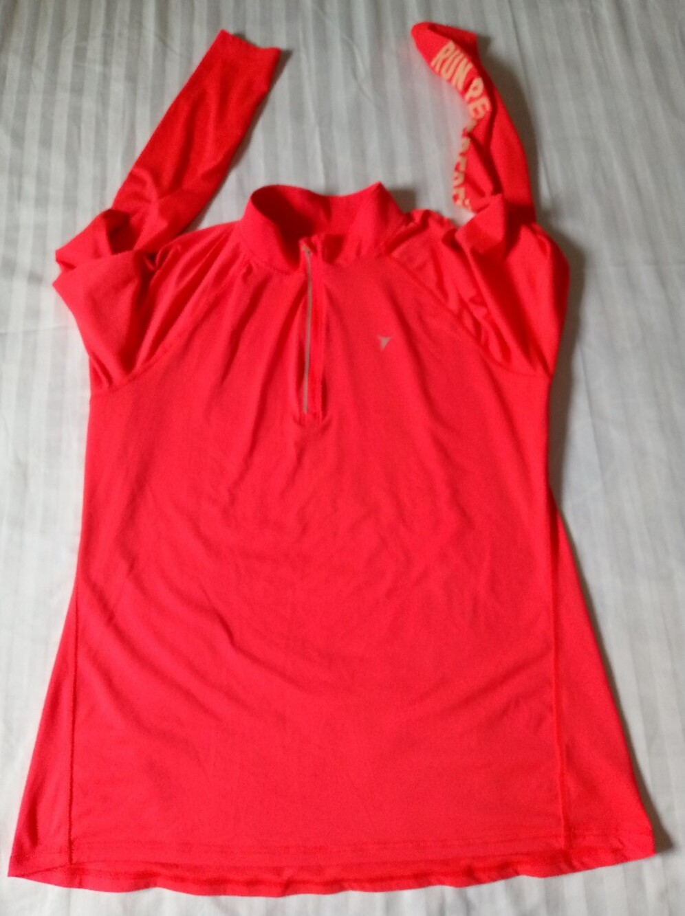 Old Navy Neon Coral Long-Sleeve Half-Zip Active Top